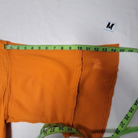 𝅺DUNES Vibrant Orange Cotton Oversized Long Sleeve Blouse- Size S, Size M - Picture 11 of 13